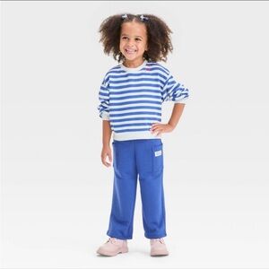 NWT Toddler girl French Terry Striped Top and Bottom set blue/whiteCat & Jack 3T